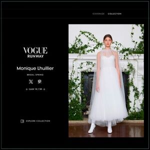 $5490 Monique Lhuillier Brie Strapless Ruched Swiss-Dot Tulle Runway Midi Gown